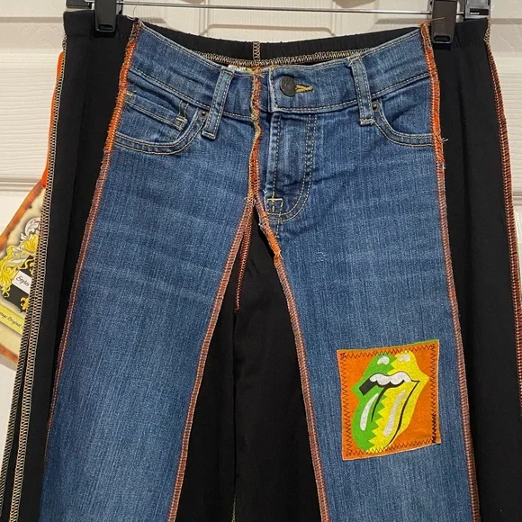 Styles Ever After Vintage Original Designs Denim & Black Stretch Pants NWT - Picture 8 of 11